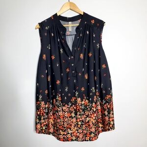 Perception Women 3X black floral stretchy sleeveless blouse Great condition